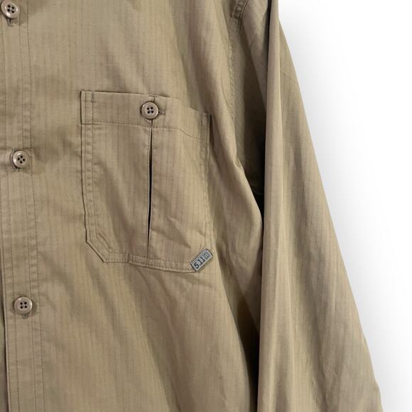 NEW 5.11 Tactical Mens XL Landen Long Sleeve Work Shirt Tan Beige FlexLite - Picture 3 of 9